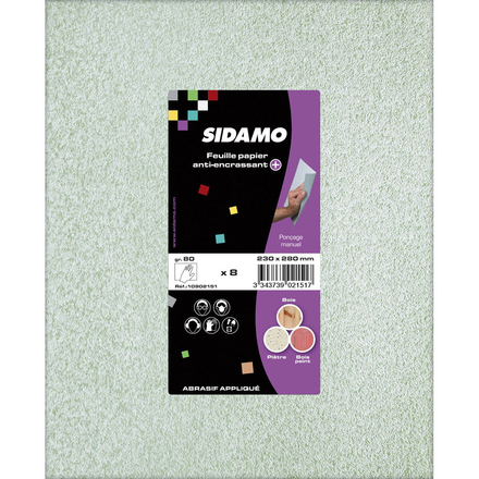 LOT DE 8 FEUILLES PAPIER ANTI- ENCRASSANT 230X280 GR.60 SIDAMO - 10902150