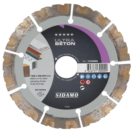 DISQUE DIAMANT ULTRA BETON D. 125 x 22,23 x h 12 SIDAMO 11130000