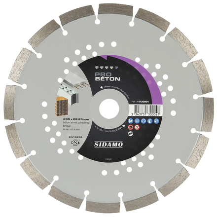 DISQUE DIAMANT PRO BETON D. 230 x 22,23 x h 12 SIDAMO - 11130004
