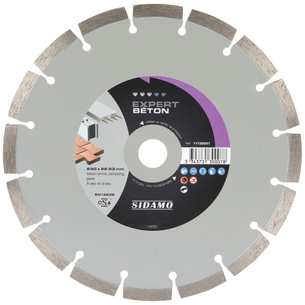 DISQUE DIAMANT EXPERT BETON D. 230 x 22,23 x h 10 SIDAMO 11130007