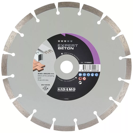 DISQUE DIAMANT EXPERT BETON D. 230 x 22,23 x h 10 SIDAMO - 11130007