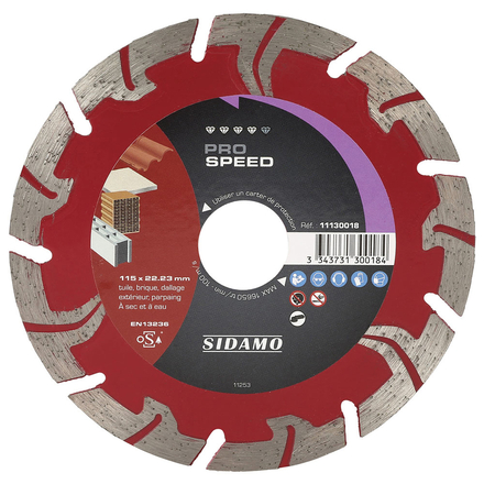 DISQUE DIAMANT PRO SPEED D. 115 x 22,23 x h 7,5 SIDAMO - 11130018