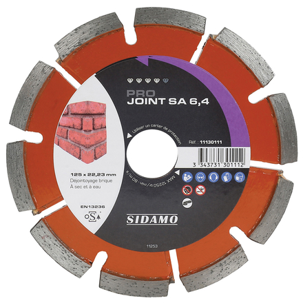 DISQUE DIAMANT PRO JOINT SA D. 125 x 6,4 x 22,23 x h 7 SIDAMO - 11130111