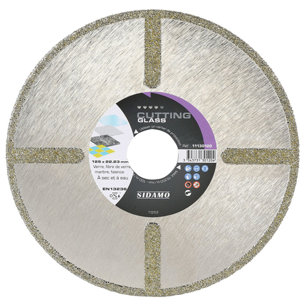 DISQUE DIAMANT CUTTING GLASS D. 125 x 22,23 x h 4 SIDAMO - 11130120