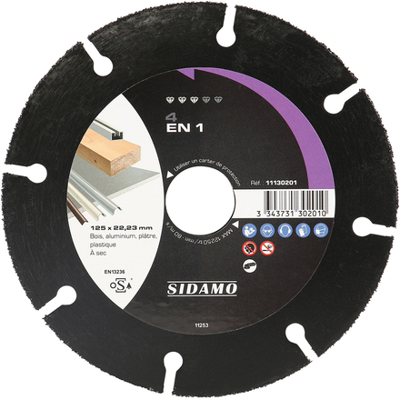 DISQUE CARBURE 4 EN 1 D. 125 x 22,23 SIDAMO - 11130201