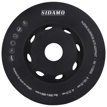 PLATEAU ALUMINIUM D.130x70 AL 22,23 AUTO AGRIPPANT POUR MEULEUSE - SIDAMO - 11130250