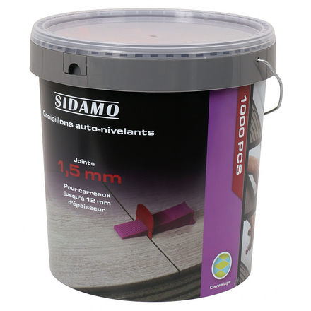 SEAU DE 1000 CROISILLONS AUTO-NIVELANTS JOINT 1,5 MM H: 3 A 12 MM - SIDAMO - 11255302