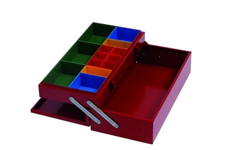 Coffret 505x240x155 avec plateau supérieur équipé de casiers plastique SORI - CE500