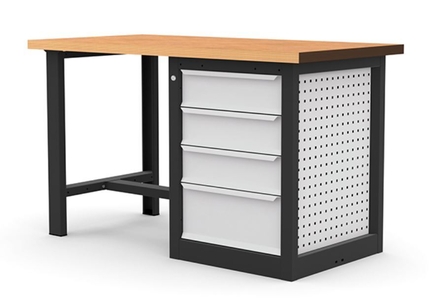 Etabli d'atelier avec meuble 4 tiroirs 150 cm SORI E150MB4T