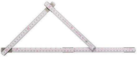 Mètre pliant en bois STABILA type 1607 W, 2 m, blanc, graduations métriques, avec graduation des angles, certifié PEFC - 01135