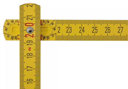 Mètre pliant en bois STABILA type 707, 2 m, jaune, graduations métriques, avec schéma angulaire, certifié PEFC - 01304