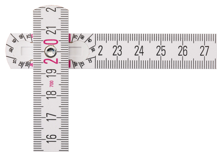 Mètre pliant en bois STABILA type 1707, 2 m, blanc, graduations métriques, avec schéma angulaire, certifié PEFC - 01334
