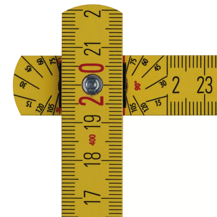 Mètre pliant en bois STABILA type 407, 2 m, jaune, graduations métriques, avec schéma angulaire, certifié PEFC - 14556