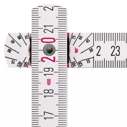 Mètre pliant en bois STABILA type 1407, 2 m, blanc, graduations métriques, avec schéma angulaire, certifié PEFC - 14557