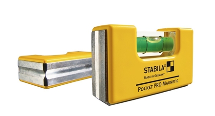 Niveau à bulle STABILA Pocket PRO Magnetic, 7 cm, avec système d’aimants aux terres rares et clip de ceinture - 17768