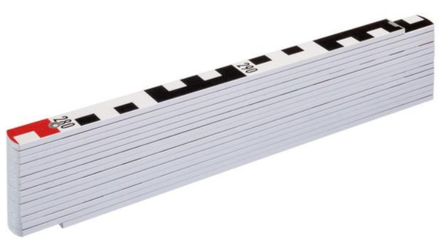 Mètre pliant en bois STABILA type 1407 GEO, 3 m, blanc, graduations métriques/géo, avec schéma angulaire, certifié PEFC - 19074