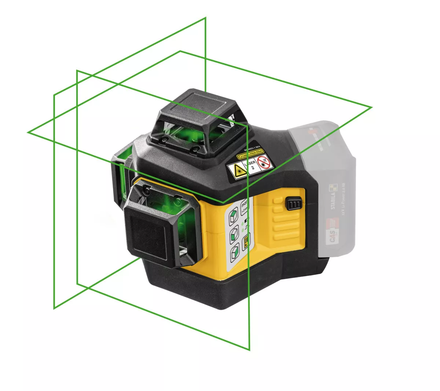 Laser lignes croisées 12 V LAX 600 G de STABILA, autonivelant, 3 lignes laser vertes à 360°, support universel, support mural - 19794