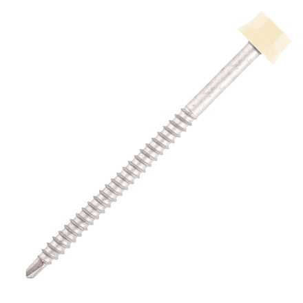100 Vis bac acier - sommet de nervure - support bois - TH12-6,3x100mm- RAL1015 - SCELL-IT - ZTW-63100-1015