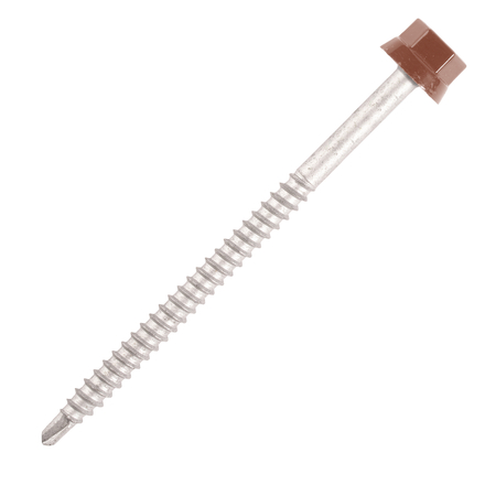 100 Vis bac acier - sommet de nervure - support bois - TH12-6,3x100mm- RAL8012 - SCELL-IT - ZTW-63100-8012