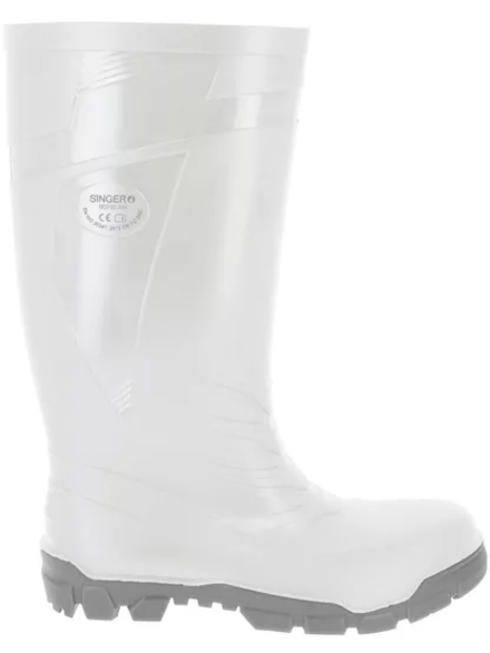 Bottes de travail PVC/nitrile Coloris blanc et gris Amagnétique - SINGER - BOTBLAN