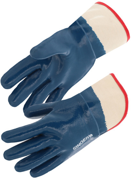 Gant nitrile tout enduit Enduction lourde Manchette toile - SINGER - NBR327T