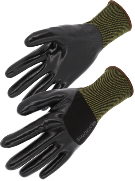 Gant nitrile lisse ¾ enduit Support polyamide- SINGER - NYM334NIB