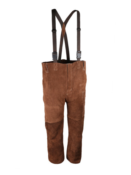 Pantalon bavette de soudage en croûte debovin marron Fil aramide - SINGER - PANTASOUD