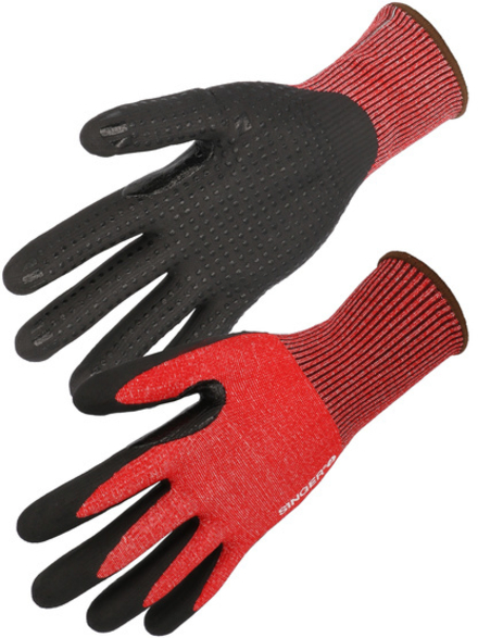 Gant nitrile mousse Coupure D SupportPEHD Pictos nitrile sur la paume - SINGER - PHD5RED