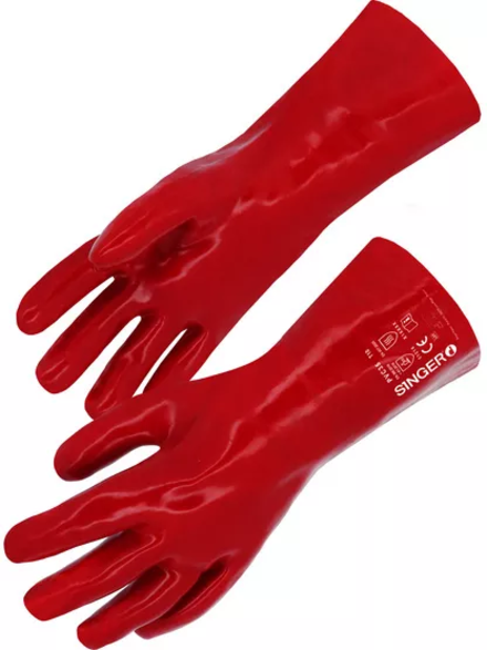 Gants de protection en PVC sur support coton 350 mm - SINGER - PVC35