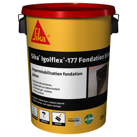 COMPLÉMENT D'IMPERMÉABILISATION SEAU DE 25KG SIKA IGOLFLEX-177 FONDATION BITUME - SIKA - 785105