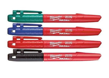 SET DE 4 MARQUEURS INKZALL NOIR, ROUGE, BLEU ET VERT MILWAUKEE - POINTE ULTRA RÉSISTANTE - 48223106