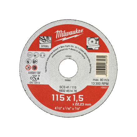 Disque tronc 115mm épais 1 5 mm contractor - 1pc milwaukee accessoires - 4932451476