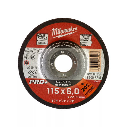 DISQUE MEULER 115 ÉPAIS 6 MM PRO+ -1PC MILWAUKEE ACCESSOIRES - 4932451501