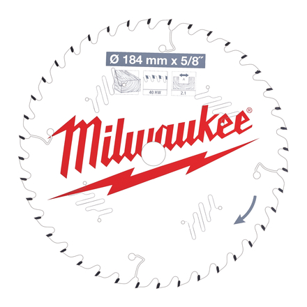 LAME SCIE CIRCULAIRE BOIS 184X5/8X2,1/40 ALTERNE MILWAUKEE ACCESSOIRES - 4932471379