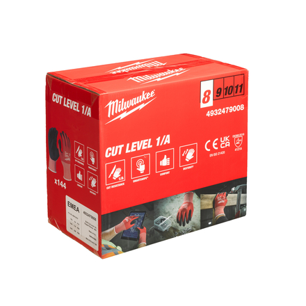 Gants anti-coupe niveau 1/a - m/8 144pcs MILWAUKEE EPI