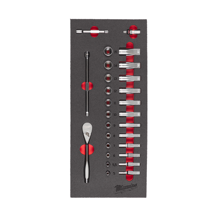 Module mousse douille et cliquet 1/4' 28 pcs MILWAUKEE ACCESSOIRES - 4932479824