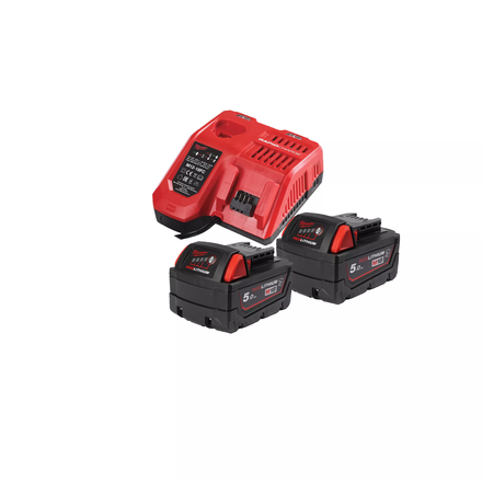 Pack MILWAUKEE M18 NRGCR-502 NRJ 18V, 5,0 Ah Red Lithium, système M18 + Batterie 12V 2,0Ah résistante aux produits chimiques - 4932479831