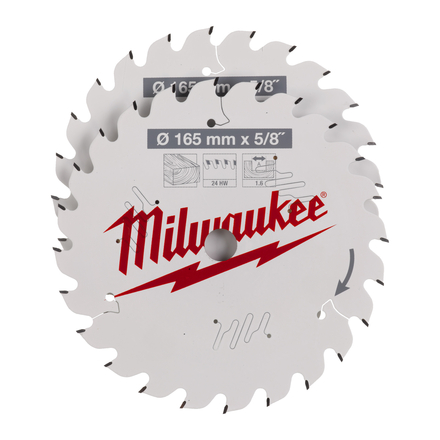 Set de 2 lames de scie circulaire bois 165x24 MILWAUKEE ACCESSOIRES - 4932479836