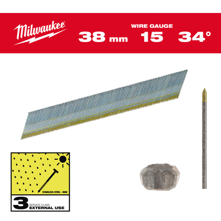 BOITE DE 2500 CLOUS G15 50MM INOX - Carton MILWAUKEE ACCESSOIRES - 4932492580