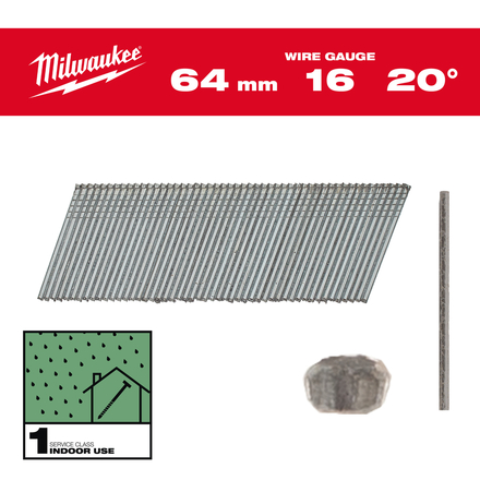 BOITE DE 2000 CLOUS 20° 7.4x2.8/65MM RS - Carton MILWAUKEE ACCESSOIRES - 4932492587