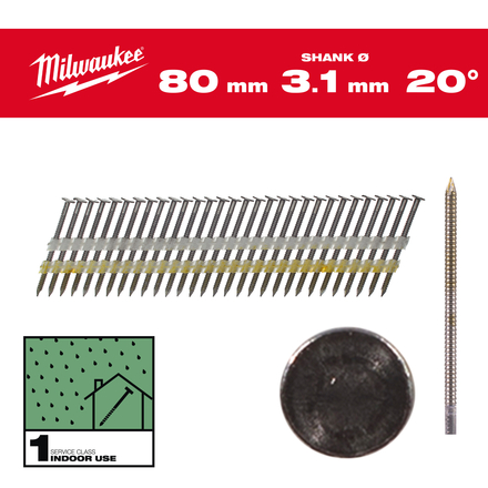BOITE DE 1750 CLOUS 20° 7.4x3.1/90MM RS - Carton MILWAUKEE ACCESSOIRES - 4932492590