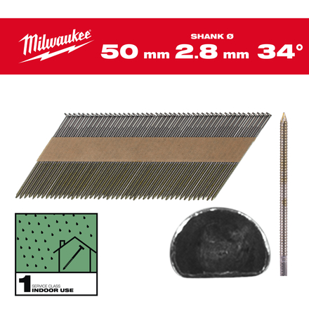 BOITE DE 2200 CLOUS 34° 63 MM RS - Carton MILWAUKEE ACCESSOIRES - 4932492600