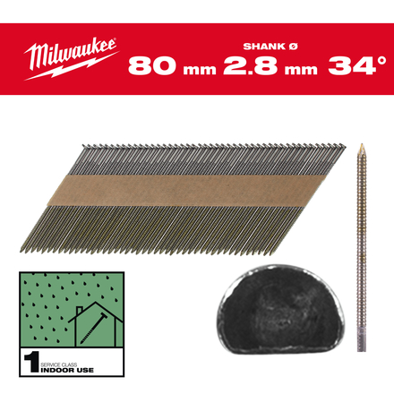 BOITE DE 2200 CLOUS 34° 90 MM RS - Carton MILWAUKEE ACCESSOIRES - 4932492604
