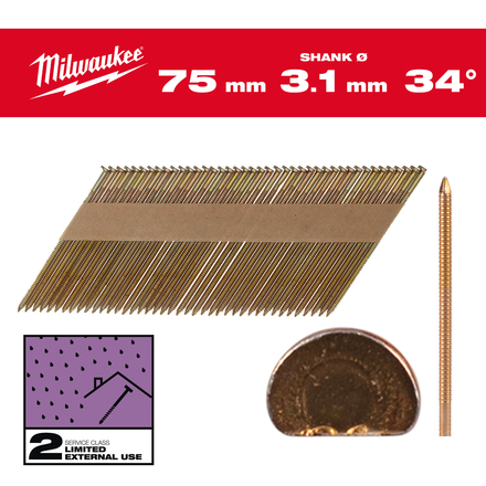BOITE 2200 CLOUS 34° 80MM RS GALVA - Carton MILWAUKEE ACCESSOIRES - 4932492611