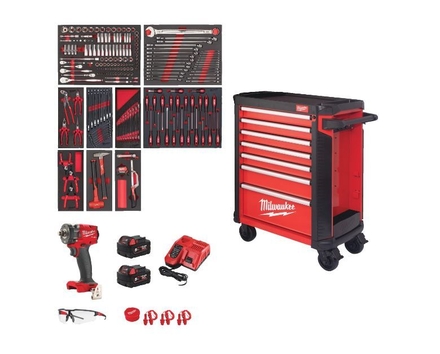 SERVANTE AVEC OUTILS 7 TIROIRS + BOULONNEUSE MILWAUKEE TOOLGUARD - 4932493817