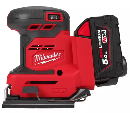 Ponceuse vibrante 1/4 feuille, 18V, 5.0Ah - Sac, 2 batteries M18 B5, 1 chargeur M18-12FC MILWAUKEE - 4933479967