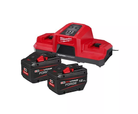 2 BATTERIES 12AH FORGE + CHARGEUR DOUBLE MILWAUKEE M18 FORGENRG-122DBSC - 4933498614