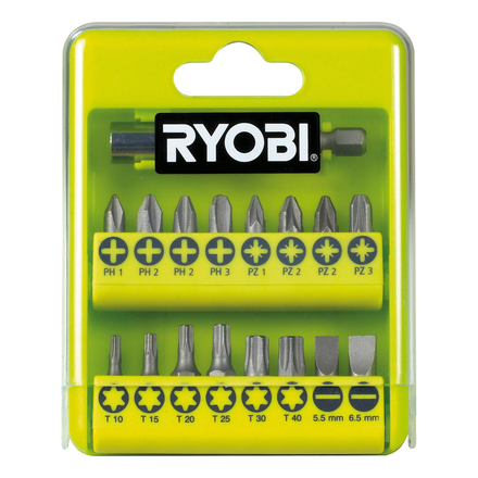 Boîte cristal 17 accessoires de vissage PH / PZ / SL / TX ; boîte-présentoir RYOBI RAK17SD - 5132002550