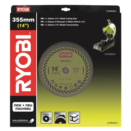 Disque universel à tronçonner le métal diam.355 mm alésage 25,4 mm RYOBI COSB355A1 - 5132002684