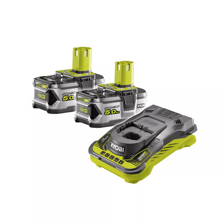 2 batteries lithium+ 18V - 5,0 Ah et 1 chargeur ultra rapide 5,0 A RYOBI RC18150-250 - 5133004422